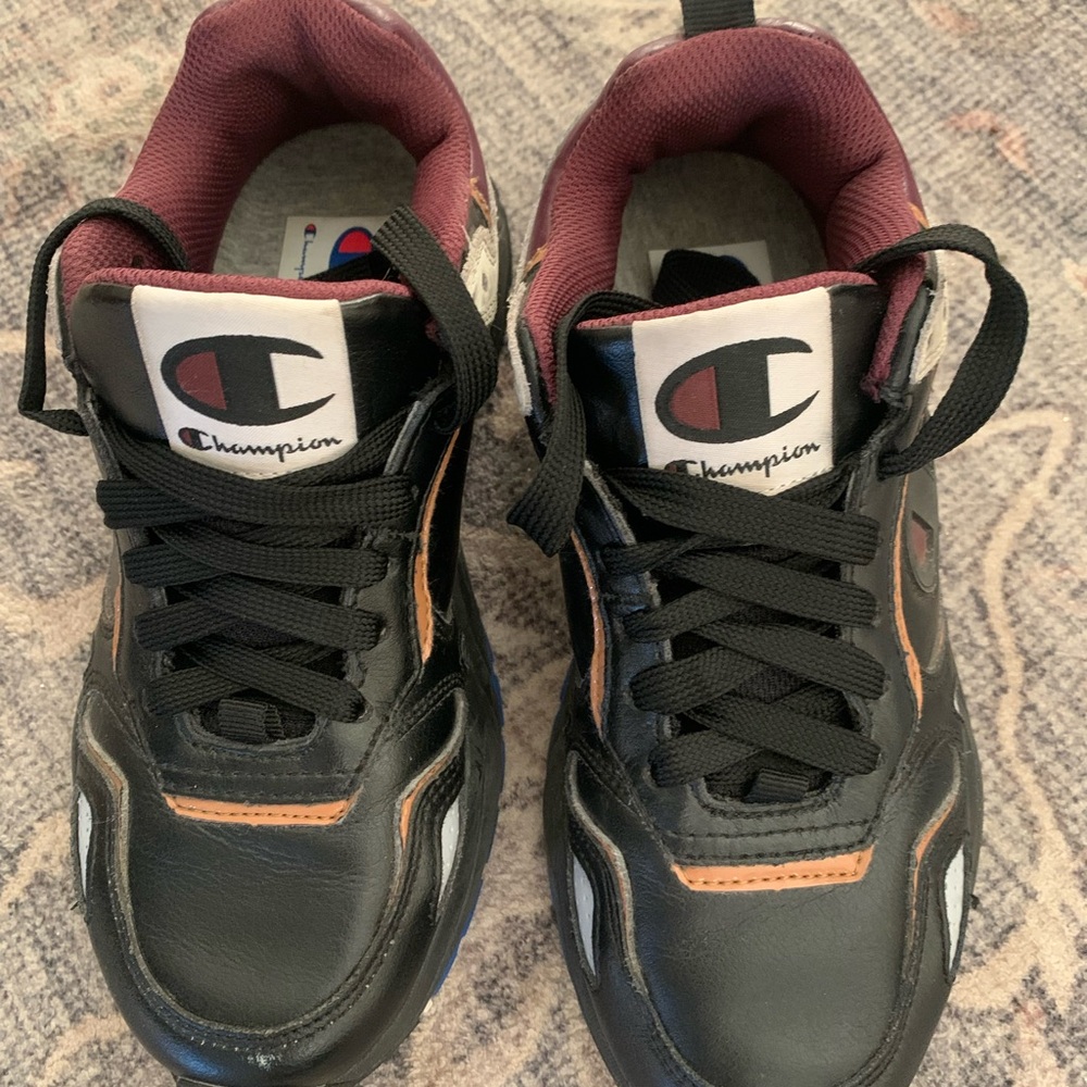 Champion Black Sneakers with Maroon Accents